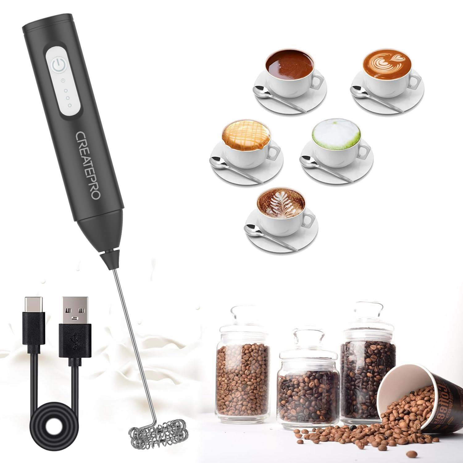 Milk Frother - Şarj Edilebilir Süt Köpürtücü Otomatik El