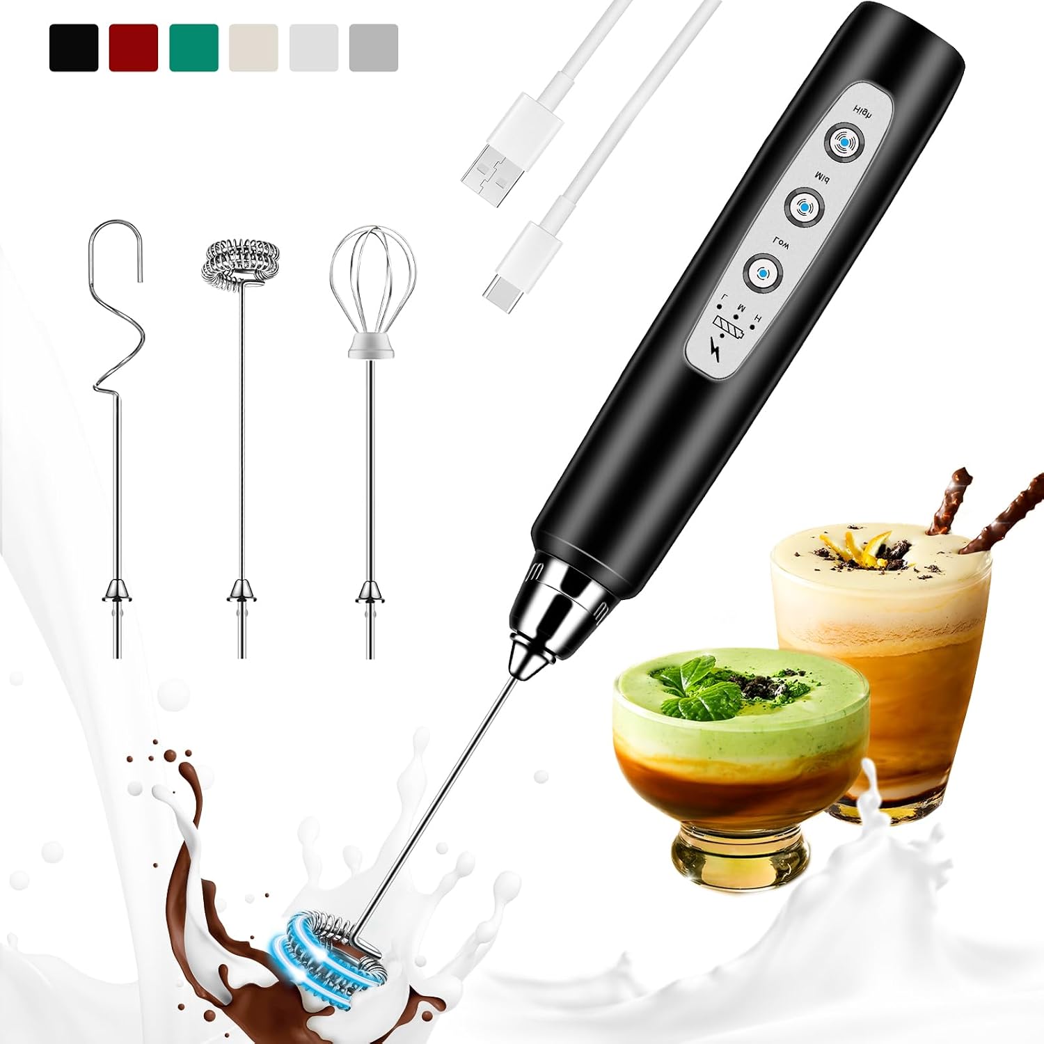 Milk Frother - Şarj Edilebilir Süt Köpürtücü El Tipi,